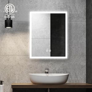 24 in. W x 30 in. H Rectangular Frameless LED Light with 3-Color and Anti-Fog Wall Mounted Bathroom Vanity Mirror