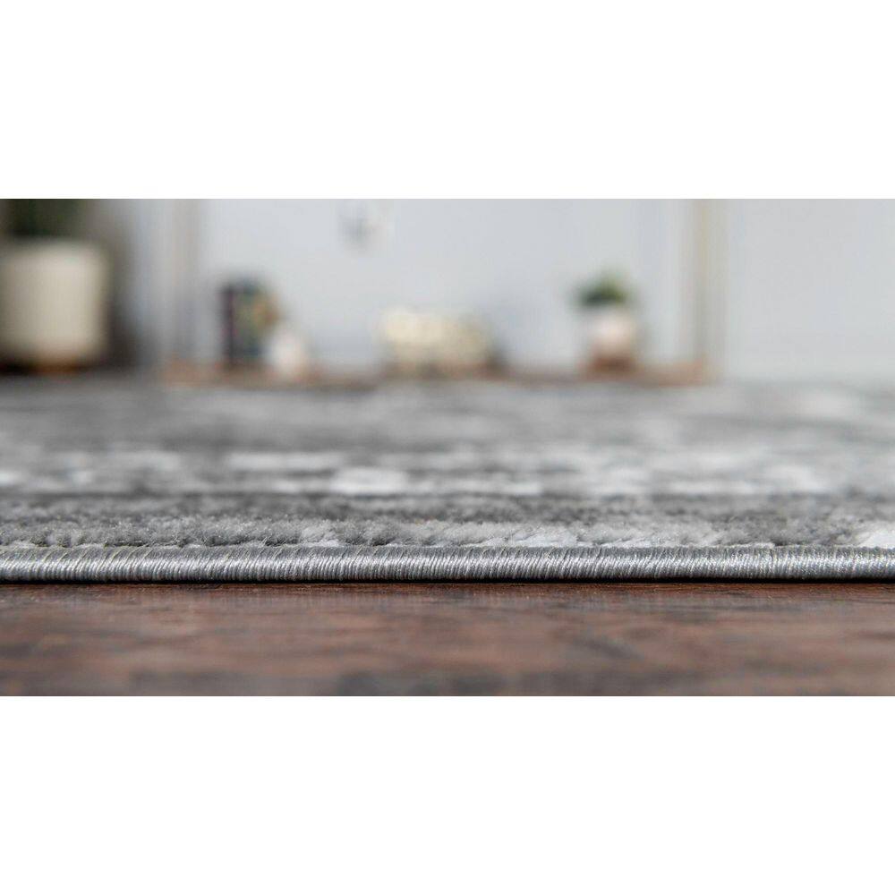 Reversible Easy-Care Gray Synthetic Rectangular Rug