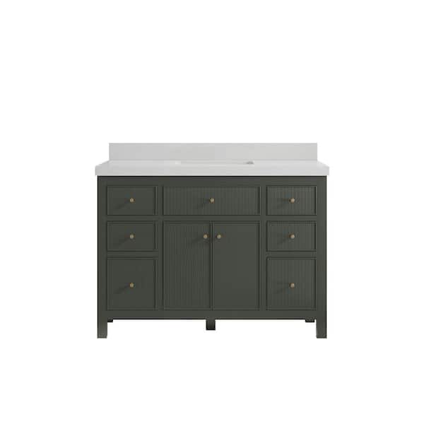 Willow Collections Sonoma 48 in. W x 22 in. D x 36 in. H Bath Vanity in Pewter Green with 2" Carrara Quartz Top