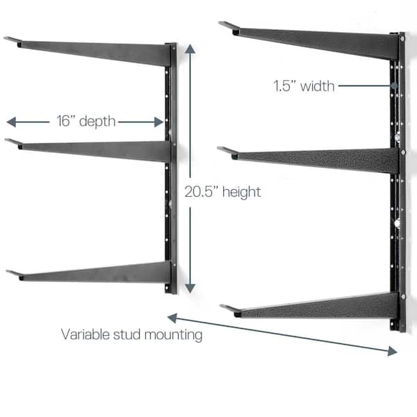16 In X 21 Heavy Duty Steel Garage Wall Rack With Shelf Brackets 69645 - Heavy Duty Garage Wall Shelving Brackets