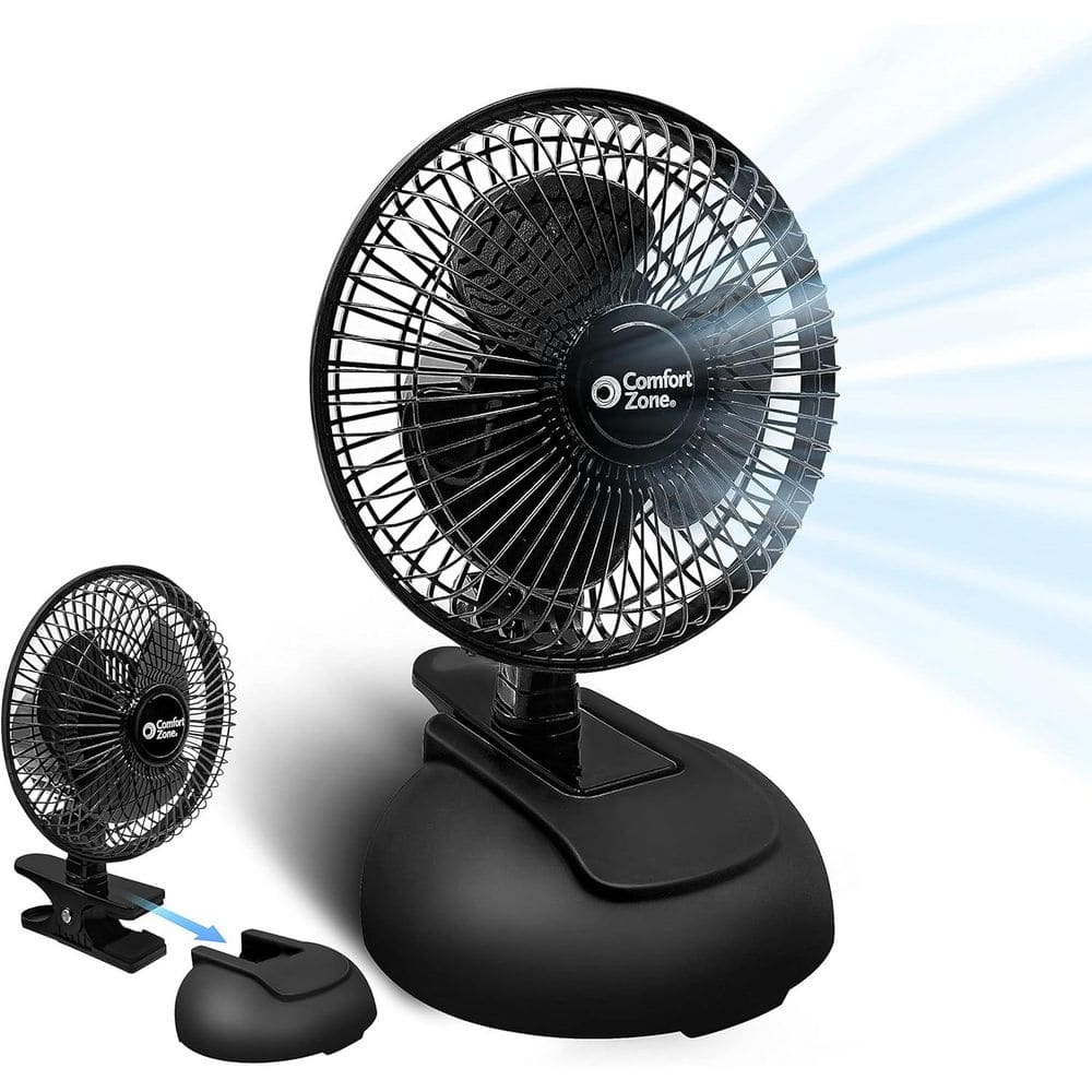 SWING ARM DESK FAN CROME/BLACK ダルトン Comfort Zone 6 in. Black Combo Desk and Clip Fan with Adjustable