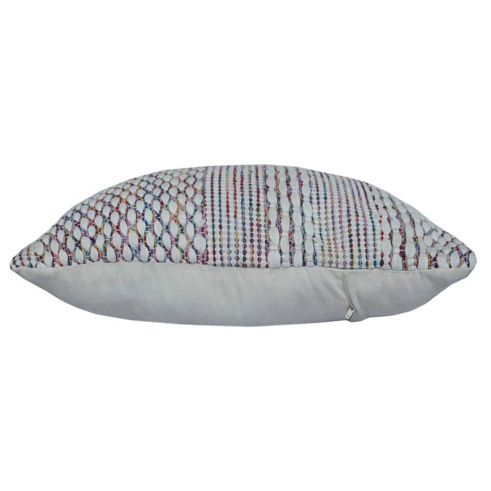 Multicolored Textured Motif Striped Square Throw Pillow, 20"