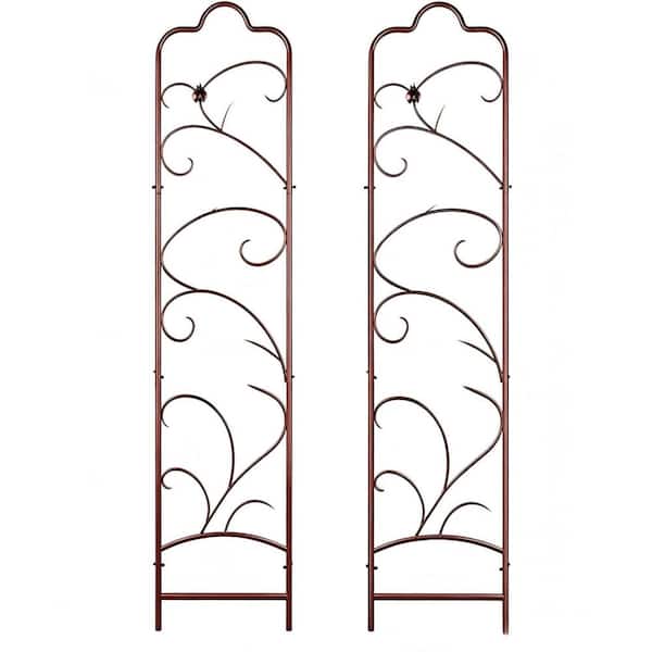 60 in. x 11 in. Garden Trellis Decorative Climbing Plant Support Bronze 2 Pack