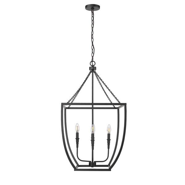 Kelsey 4-Light 20 in. Matte Black Pendant-Light