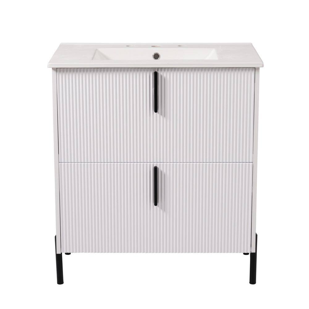 30 in. Freestanding White Bath Vanity with White Ceramic Top Unassembled price history on PriceWatchPro