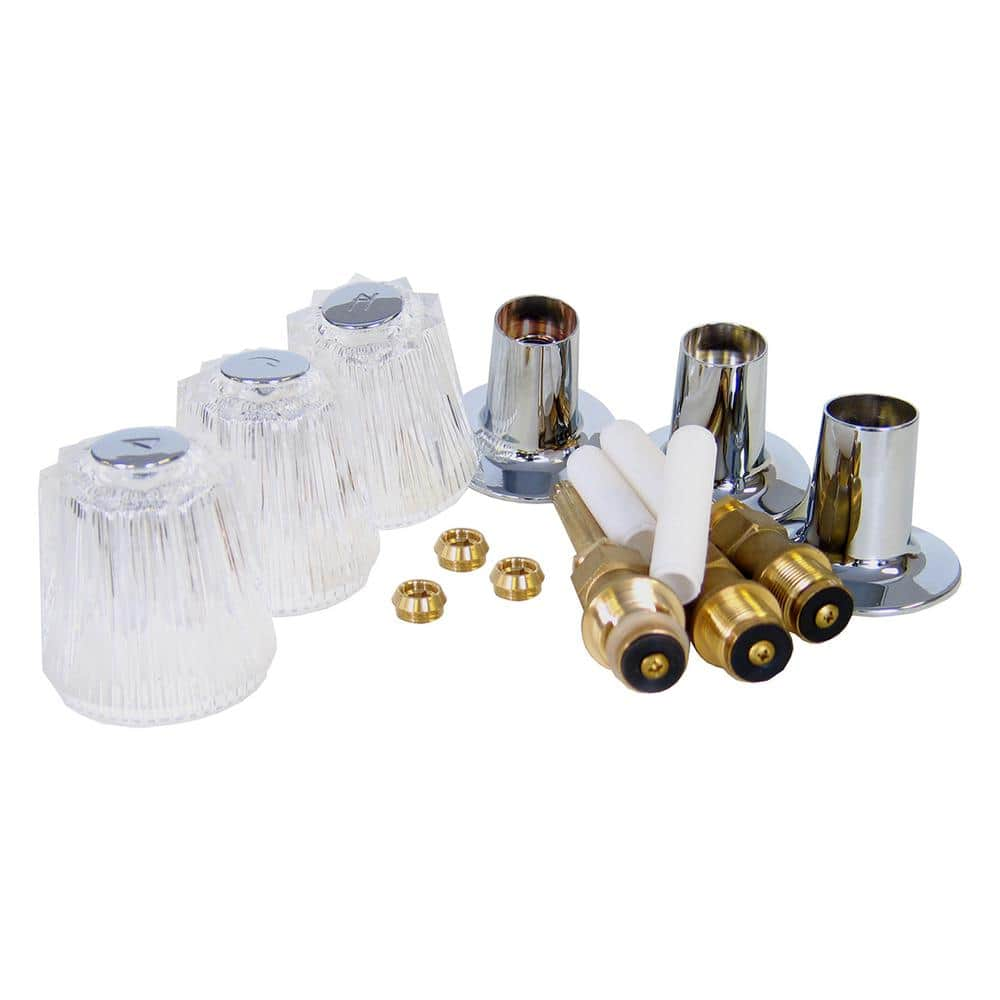 Everbilt Shower Valve Rebuild Kit In Chrome Finish With Clear Acrylic Round Knobs For Price 4015