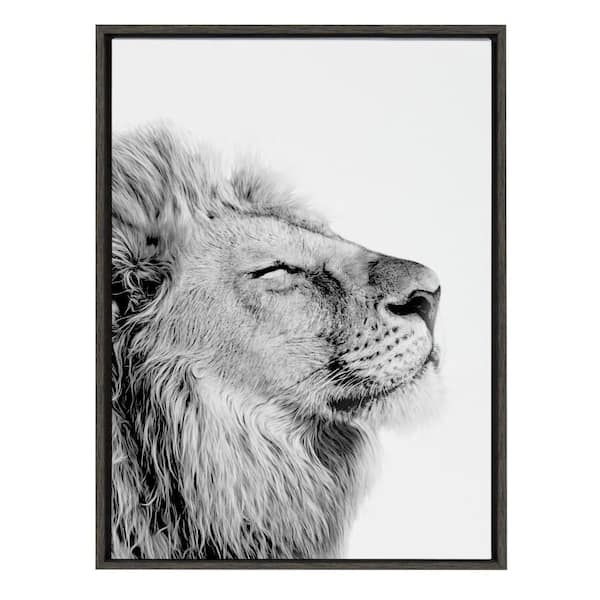Kate and Laurel Sylvie "Lion Self Actualizing" by Amy Peterson Art Studio Framed Canvas Wall Art 23 in. x 33 in.