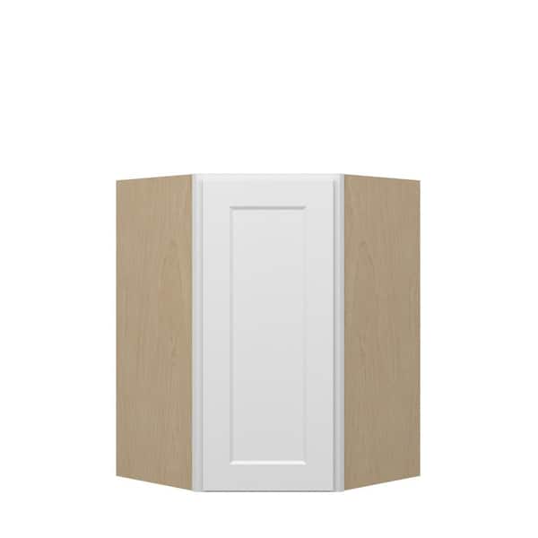 Unbranded Norfolk Shaker 27 in. W x 36 in. H x 15 in. D in Painted White Plywood Assembled Corner Diagonal Wall Cabinet