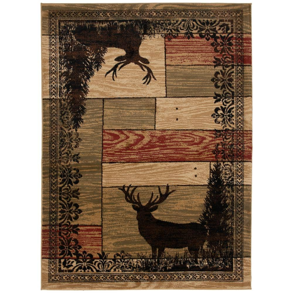 Mayberry Rug American Destination Multi Color Woodgrain Multi Lodge 2 Ft X 8 Ft Area Rug