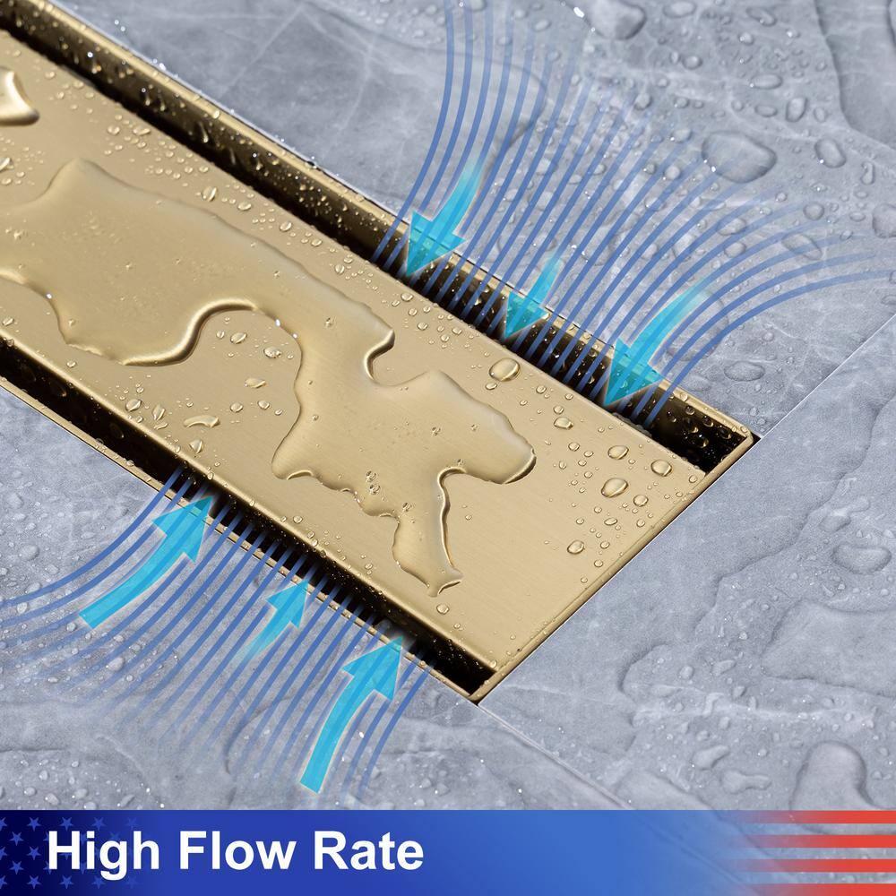 12'' Brushed Gold Stainless Steel Linear Shower Drain