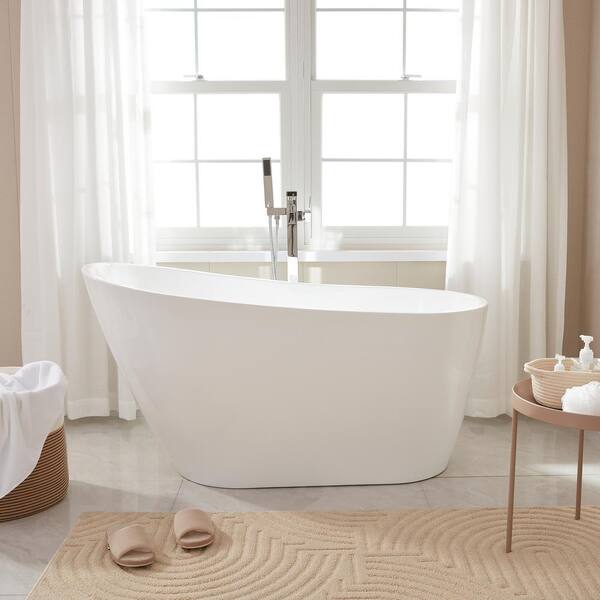 Bourges 55 in. Acrylic Flatbottom Bathtub in White Bourges 55 in. Acrylic Flatbottom Bathtub in White