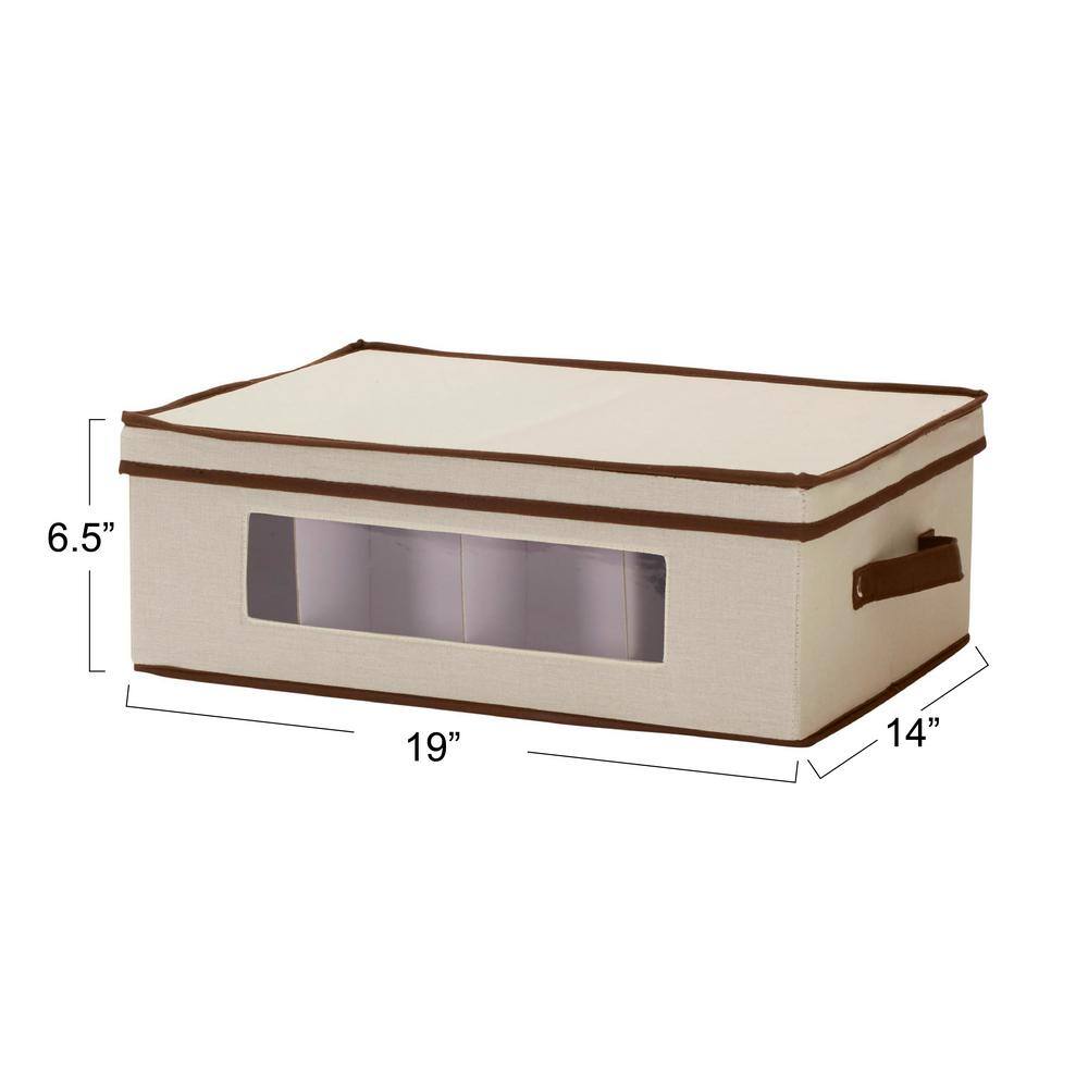 Natural Fabric Stackable Lidded Storage Box with Window