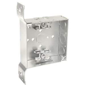 4 in. W x 1-1/2 in. D Steel Metallic Square Box with Three 1/2 in. KO's, 1 CKO, MC/BX Clamps and F Bracket