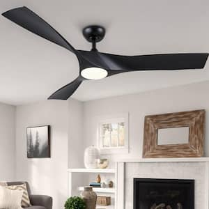 52 in. Smart Indoor Black Standard Ceiling Fan with 3000-6500K LED Light with Remote Control