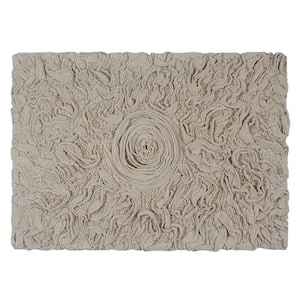 Bell Flower Collection 100% Cotton Tufted Bath Rugs, 17 in. x24 in. Rectangle, Linen