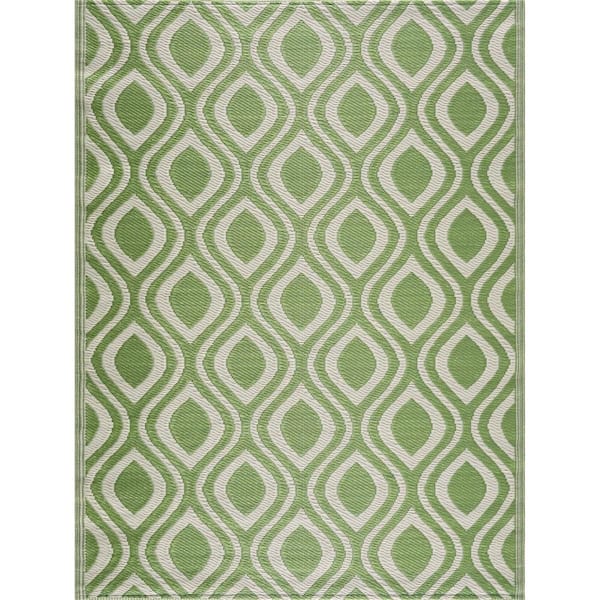 Venice Green Creme 6 ft. x 9 ft. Reversible Recycled Plastic Indoor/Outdoor Area Rug-Floor Mat