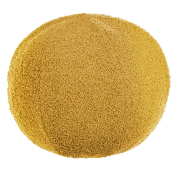 StyleCraft Sphere Plush Marigold Yellow Solid Cotton 12 in. Throw Pillow