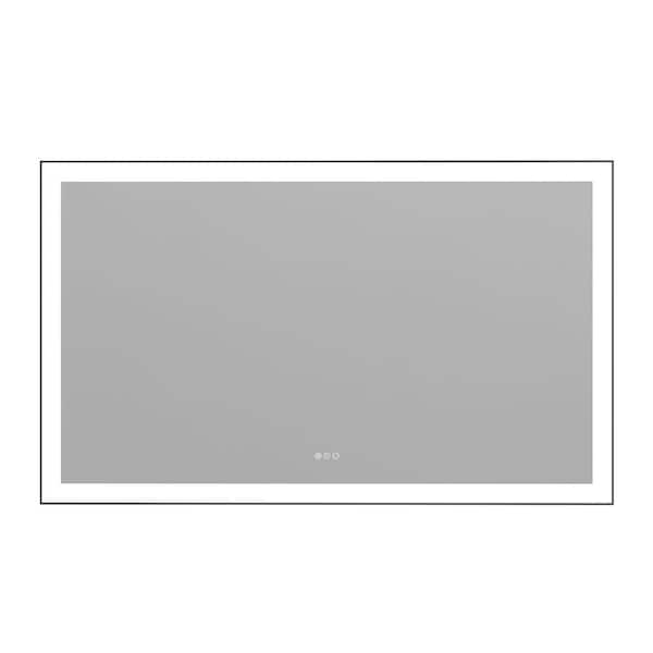 60 in. W x 36 in. H Large Rectangular Framed Anti-Fog Wall-Mounted LED Bathroom Vanity Mirror in Tempered Glass