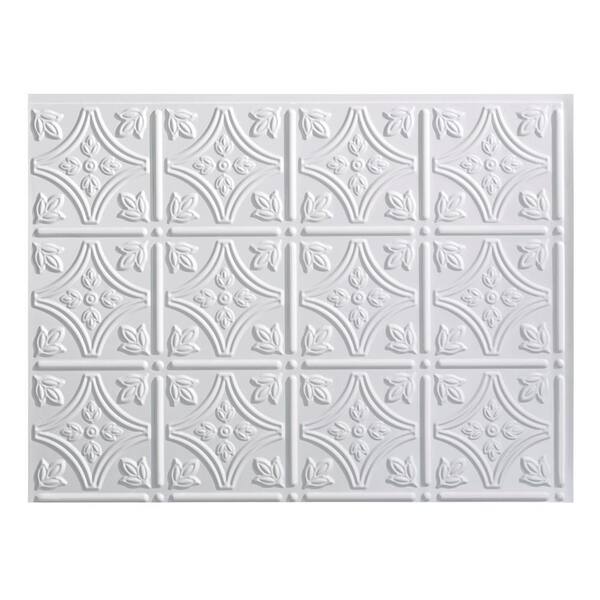 Fasade 18.25 in. x 24.25 in. Gloss White Traditional Style # 1 PVC Decorative Backsplash Panel