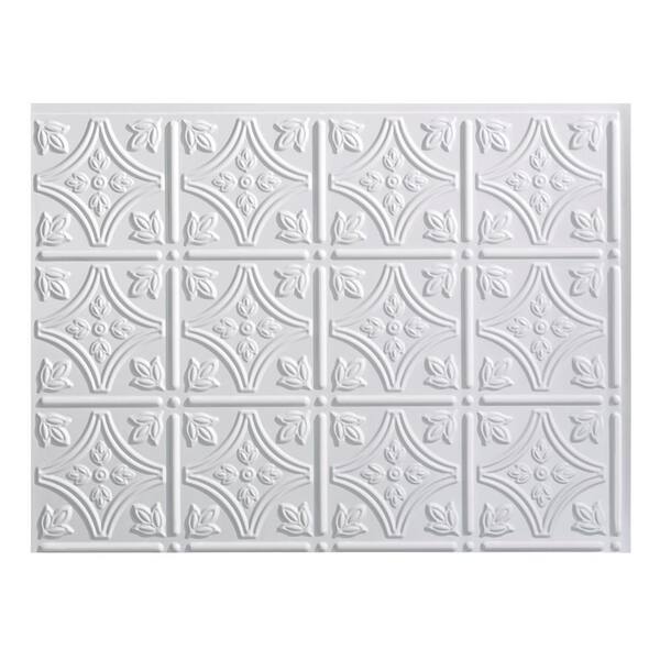 Fasade 18.25 in. x 24.25 in. Gloss White Traditional Style # 1 PVC Decorative Backsplash Panel