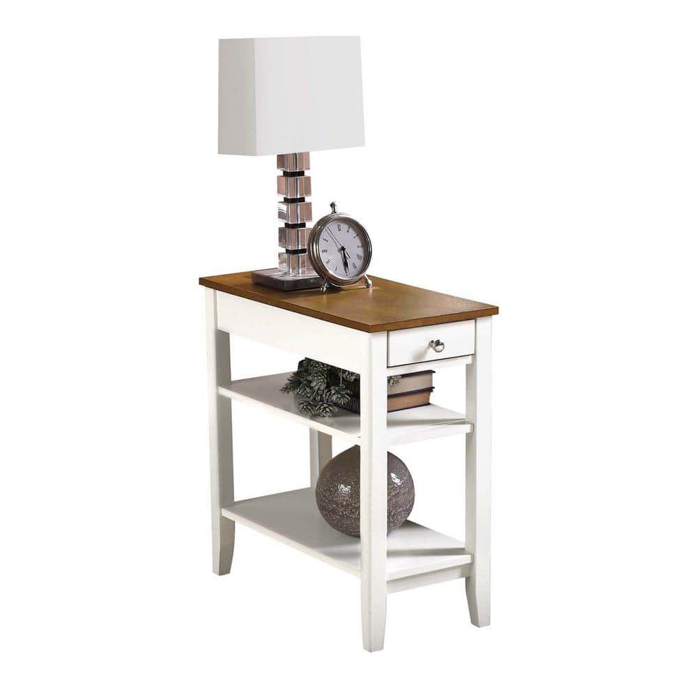 Driftwood and White Rectangular Chairside End Table with Storage