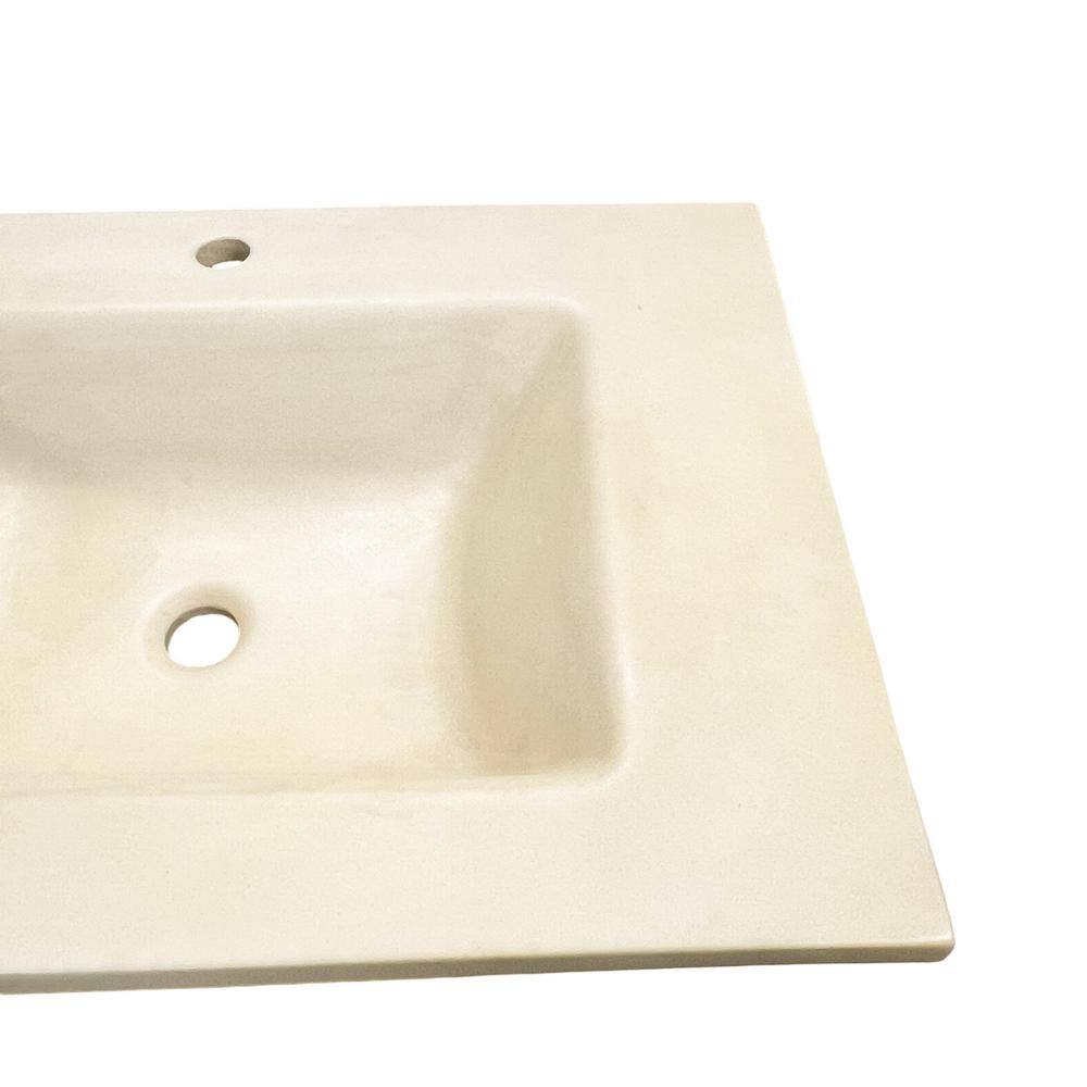 31" Cream Concrete Single Rectangular Sink Top