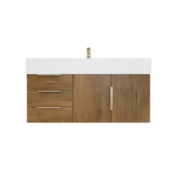 Bethany 42 in. W x 20 in. D x 22 in. H Single Sink Floating Bath Vanity in Oak with White Acrylic Top