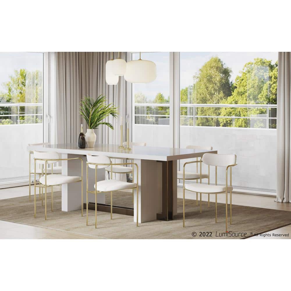 Cream Velvet Upholstered Arm Chair with Metal Frame