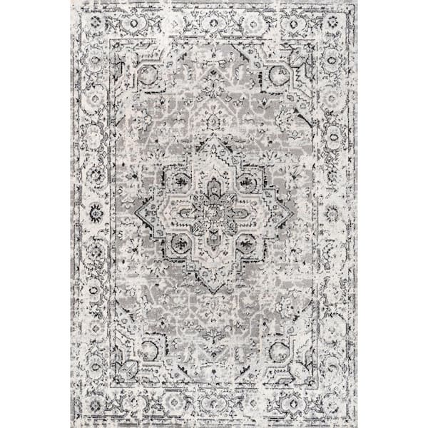 JONATHAN Y Denia Ornate Geometric Medallion Dark Gray 5 ft. x 8 ft. Area Rug
