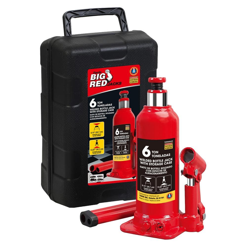 Big Red Hydraulic Welded Bottle Jack with Carrying Case, 6-Ton
