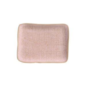 7.08 in. Litchi Pink Stoneware Rectangular Platter Juta (Set of 4)