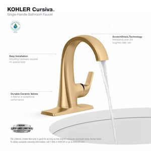 Cursiva Single Handle Single Hole  Bathroom Faucet in Vibrant Brushed Moderne Brass