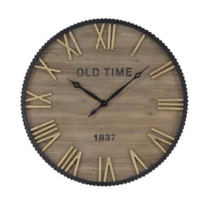 Brown Wood Farmhouse Wall Clock