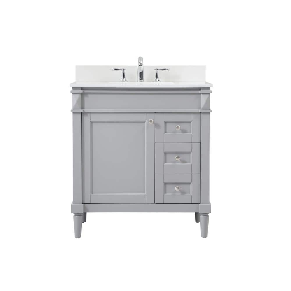 Simply Living 32 in. W x 21 in. D x 35 in. H Bath Vanity in Grey with Ivory