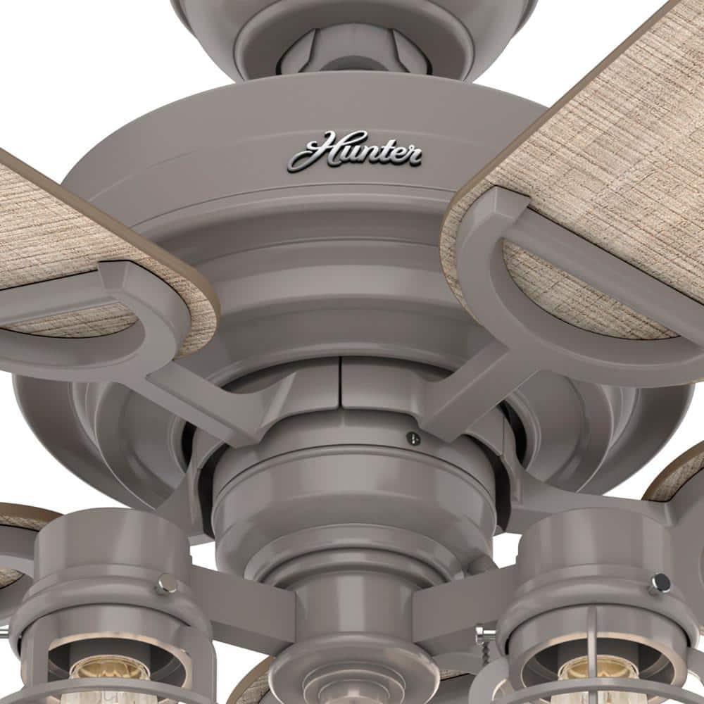 52" Quartz Grey Metal Industrial Ceiling Fan with LED Light