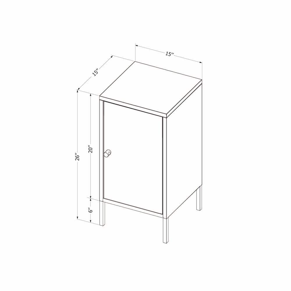Dark Blue Metal 1-Door Nightstand with Adjustable Shelf