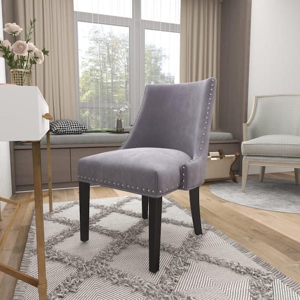 Litton Lane Gray Wood Traditional Dining Chair (Set of 2)