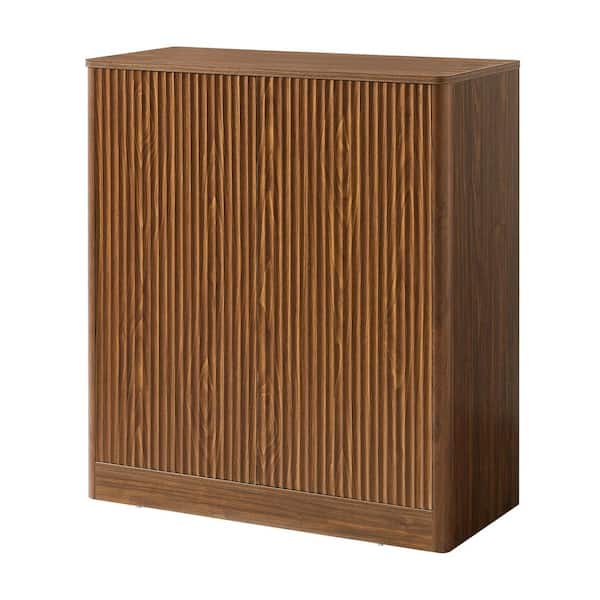 Noble House Raymond Walnut 34.30 in. H Accent Storage Cabinet with