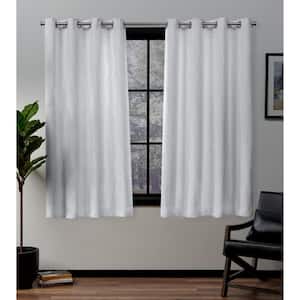 Forest Hill Winter White Nature Woven Room Darkening Grommet Top Curtain, 52 in. W x 63 in. L (Set of 2)