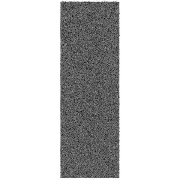Ottomanson Studio Collection Non-Slip Rubberback Solid Soft Gray 1 ft. 8 in. x 4 ft. 11 in. Indoor Runner Rug