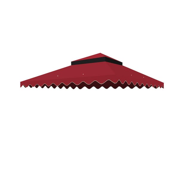 10 ft. x 10 ft. Outdoor Patio Gazebo Accessories Replacement Canopy, Double Tiered (Only Roof) in Red