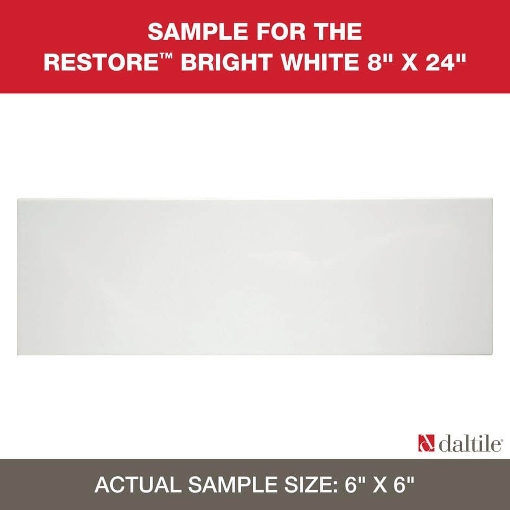 Restore Bright White 6 in. x 6 in. Glazed Ceramic Wall Tile Sample