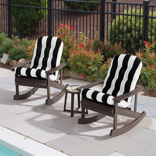 CLOUDFLY 51 in. x 20 in. 2-Piece Patio Furniture Cushion Replacement in Black and White Striped