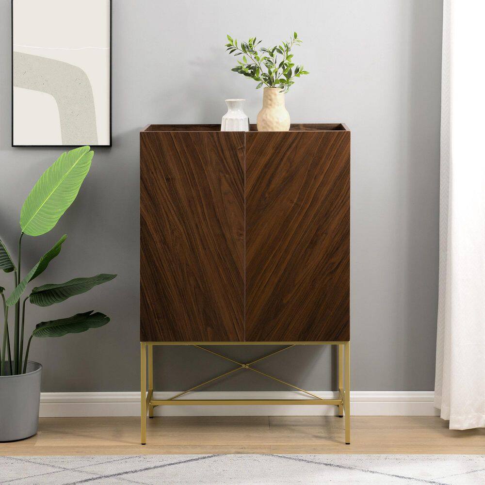 Dark Walnut Tall Accent Cabinet with Adjustable Shelving