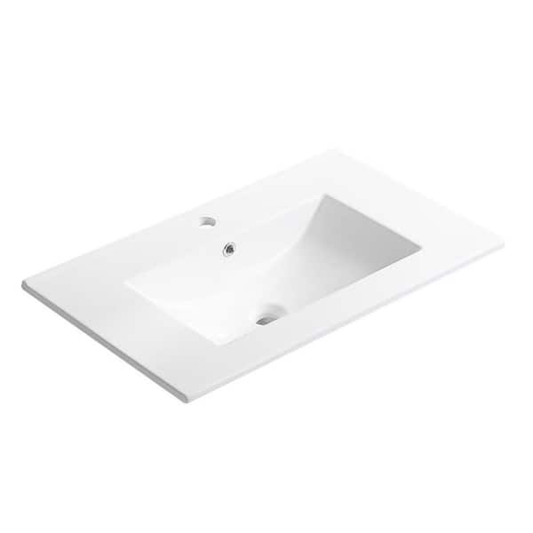 52.71 in. x 24.72 in. Drop-In Ceramic Bathroom Sink in White with Easy-Clean Surface Durable Finish Durable Construction
