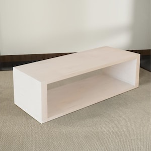 Keli 58 in. Washed White Rectangle Mango Wood Coffee Table with Minimalist Open Frame