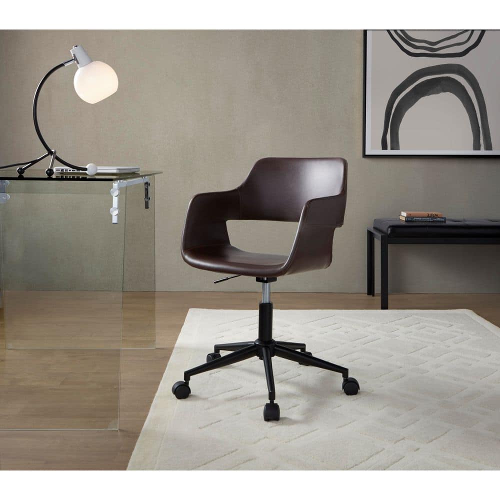 Margarite Faux Leather Adjustable Height Task Chair in Espresso Faux Leather and Black Metal with 5-Star Caster Base price history on PriceWatchPro