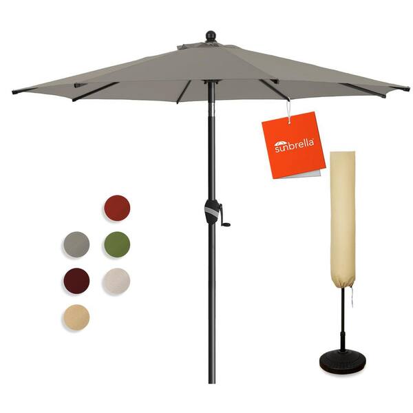 PASAMIC 9 ft. Aluminum Market Umbrella Outdoor Patio Umbrella with Tilt Crank and Cover in Light Curry Sunbrella