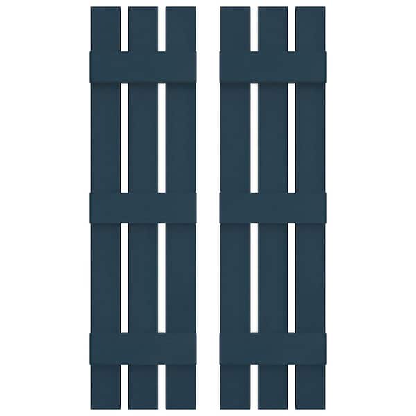 Builders Edge 12 in. W x 59 in. H Vinyl Exterior Spaced Board and Batten Shutters Pair in Classic Blue