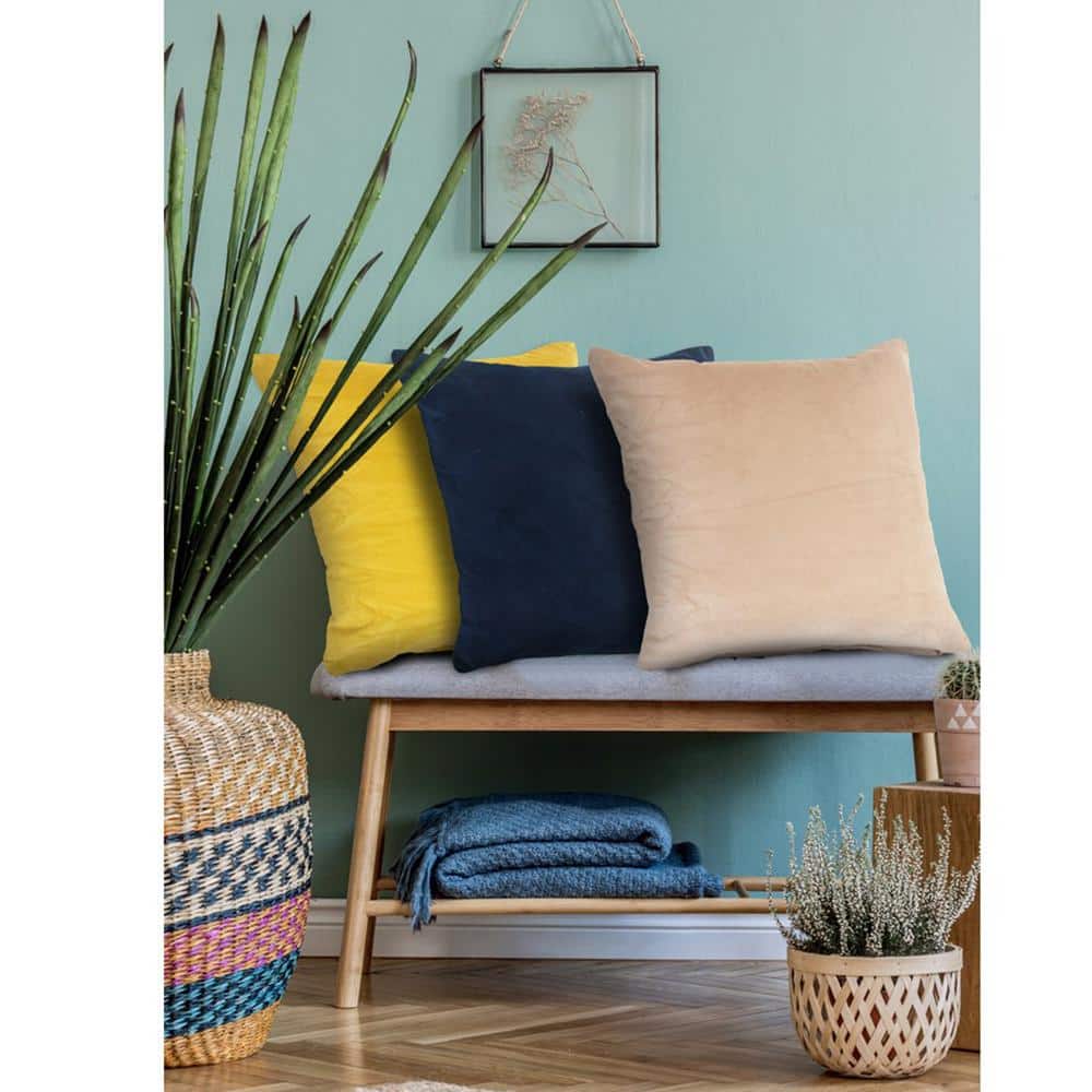 Pine Green Velvet Cotton 20" Square Throw Pillow
